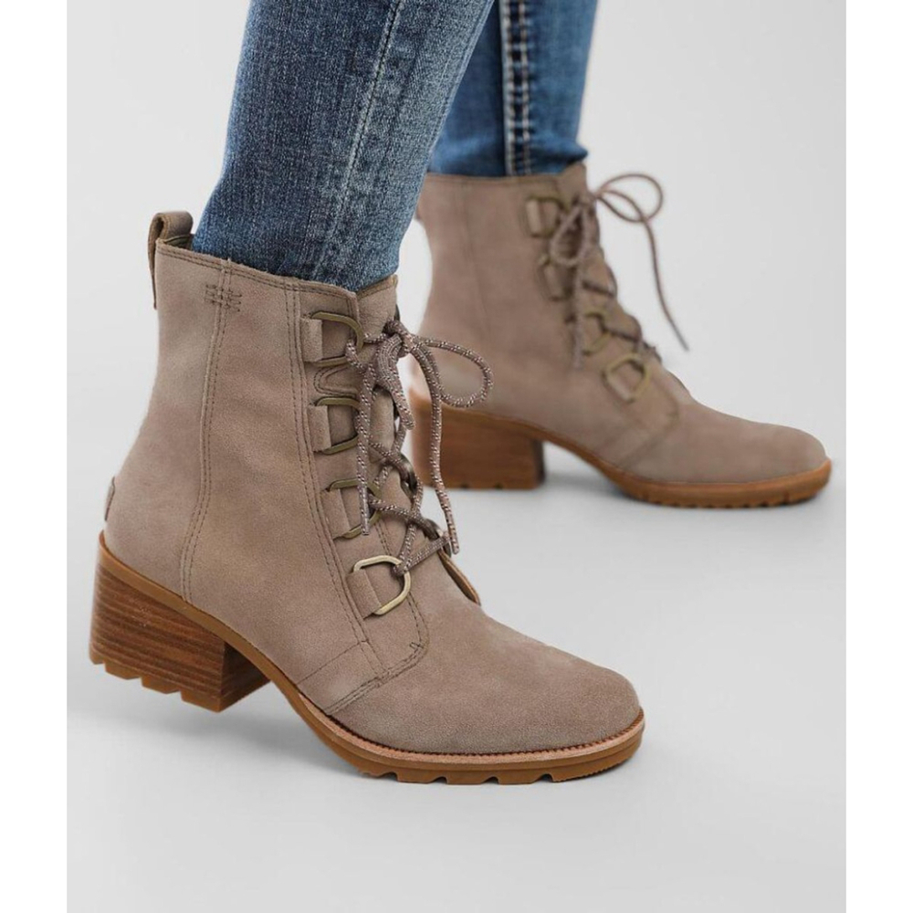 Sorel Cate Lace-up ankle boots Omega Taupe Rose Dust waterproof suede womens 9.5
